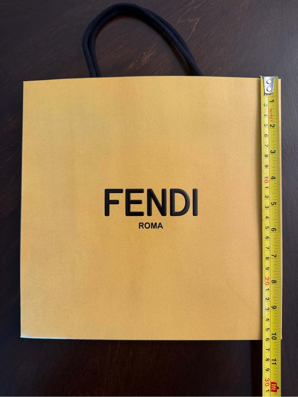 Fendi Roma Mustard Yellow Shopping Bag with Black Logo